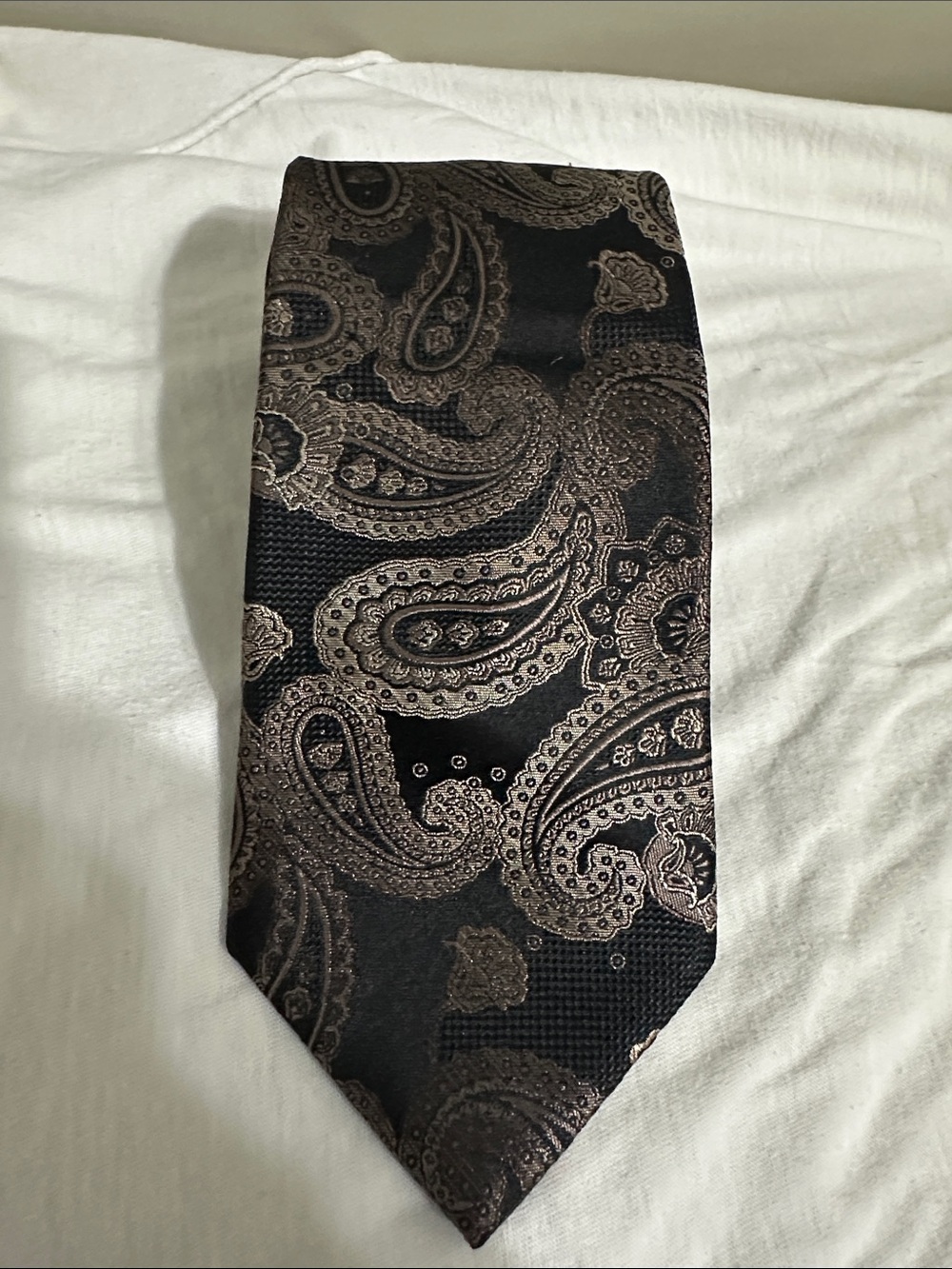 Arrow Black Tie with Bronze Paisley Pattern